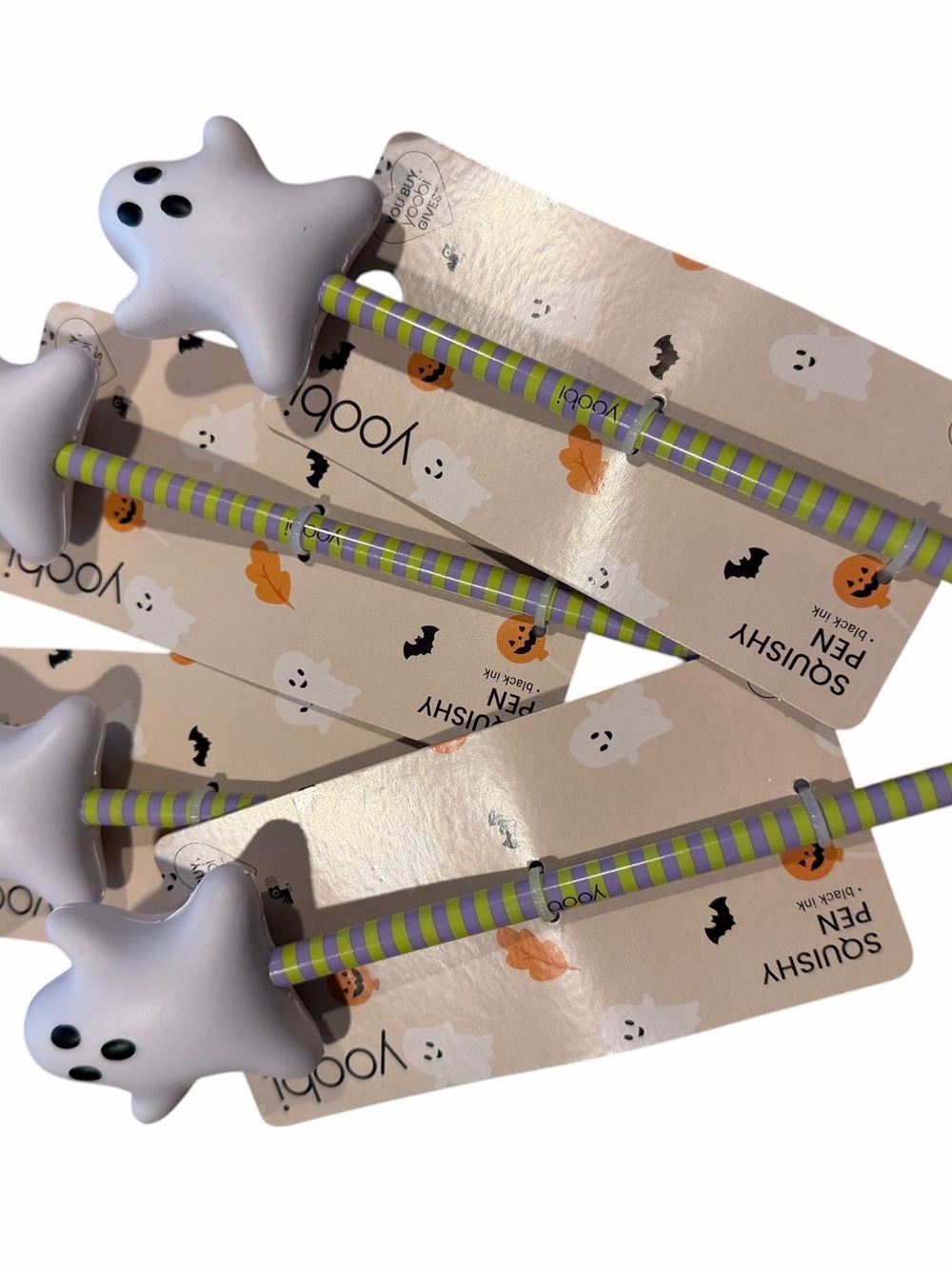 Yoobi squishy Ghost Topper Pen in Lavender and Lime Stripe